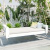 VisioGear Twin Size Porch Swing Bed Seating Group, Patio Wood Swing Frame with Hemp Ropes for Garden, Backyard, White, 85.8"*41.3"*17.7" - 2 of 4