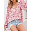 Coolmee Women's Blouses Floral Boho Tops V Neck Lightweight Long Sleeve Shirts Fall Dressy Casual Vacation Outfits - 3 of 4