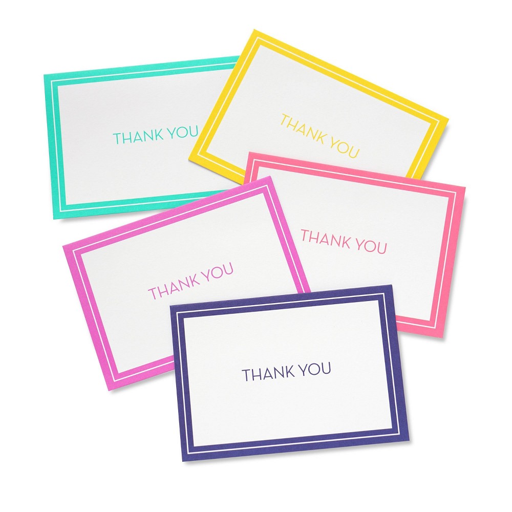 50ct 'Thank You' Note Cards: Gartner Studios Multicolor Matte Finish, 3.5" x 5" Lithographic Design, 50 Pack