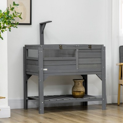 Dark Gray Wooden Tortoise Habitat with Shelf Storage