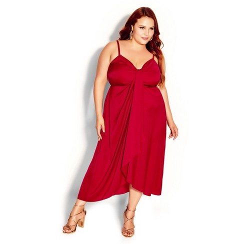 Women's Plus Size Drapey Love Dress - Love Red | City Chic : Target