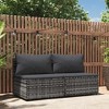 vidaXL Patio Loveseats 2-Pcs Set with Cushions - Gray Poly Rattan, Weather-Resistant, Modular Design, Comfortable Outdoor Seating - 2 of 4
