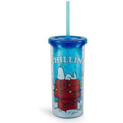 Silver Buffalo Peanuts Snoopy Chillin Acrylic Carnival Cup with Lid and Straw | Holds 20 Ounces