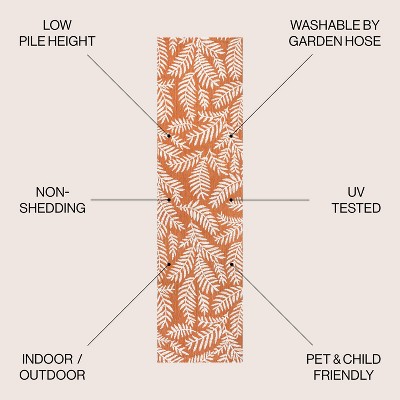 JONATHAN  Y Santa Monica Nevis Palm Frond 2 x 10 (ft) Loomed Polypropylene Orange/Cream Rectangular Indoor/Outdoor Floral/Botanical Coastal Runner rug