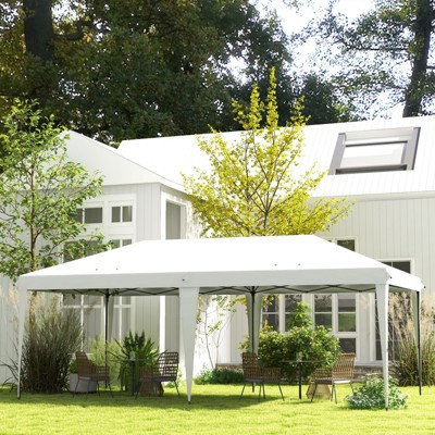 VisioGear 10'*20' Pop Up Canopy Tent, Outdoor Instant Gazebo Sun Shade Shelter for Catering, Wedding, White, 230.4"*116.4"*106.8"