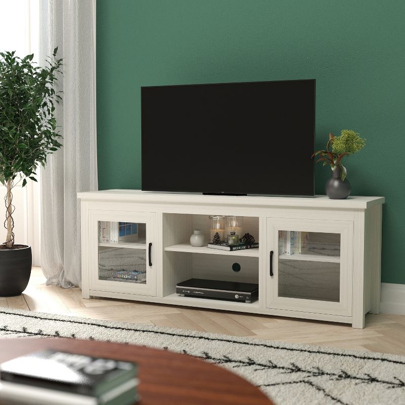 Emma and Oliver TV Stand for up to 80" TV's - 65" Media Console with Classic Full Glass Doors & 3 Adjustable Shelves, 3 of 15