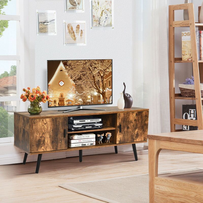 Costway Industrial TV Stand Entertainment Center for TV's Up to 55" w/ Storage Cabinets, 4 of 11