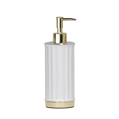 Panache Lotion and Soap Dispenser - Nu Steel: Resin, 8" Height, Spot Clean, 6 oz Volume, Bathroom Accessory