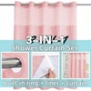 No Hook Shower Curtain with Snap Liner, Hotel Luxury Pink, 71Wx 74H, Waterproof, Washable, See Through Top Window - 3 of 4