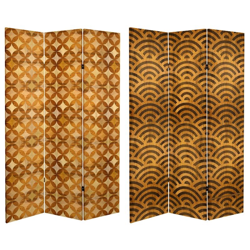 6&#34; Double Sided Japanese Wood Pattern Canvas Room Divider Brown - Oriental Furniture, 1 of 10