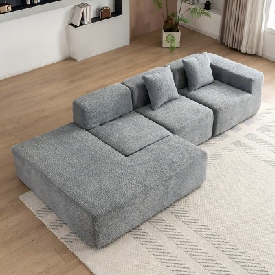 116 Inch Sectional Sofa,Full-compressed Sofa Couch Free-combined Sofa With Two Back Pillows In Living Room-Maison Boucle