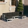 vidaXL 6 Piece Patio Lounge Set with Cushions White Solid Wood Pine - White With Cushions - 2 of 4