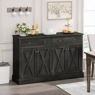 VYNXARIA Vintage Sideboard with X-Design, Two Drawers & Four Doors