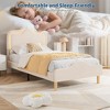 Twin Size Bed Frame - Adjustable Velvet Headboard & Footboard, Princess Platform Bed with Wooden Slats, No Box Spring Needed for Kids & Girls - 4 of 4