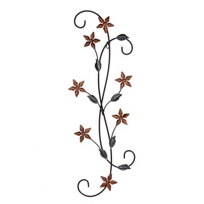 Brewster Chemilla Floral Metal Wall Art: Iron Nature-Inspired Decor, Farmhouse Style, Dry Dust Care