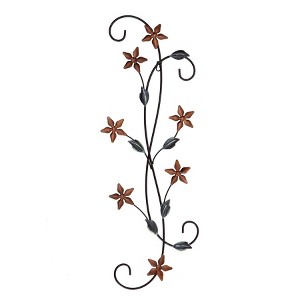 Brewster Chemilla Floral Metal Wall Art: Iron Nature-Inspired Decor, Farmhouse Style, Dry Dust Care - 1 of 4