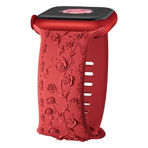 HTUTWOO Rose Engraved Apple Watch Band, Floral Sport Silicone Strap 38/40/41/42/44/45/46/49 mm for iWatch Series 11 10 9 8 7 6 5 4 3 2 1 SE Ultra - 1 of 4
