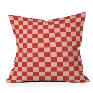 Deny Designs Cuss Yeah Designs Red and Pink Checker Pattern 18"x18" Indoor Throw Pillow - 1 of 4