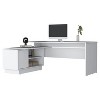 Vynxaria Weir L-Shaped Desk in Melamine, White - 2 of 4