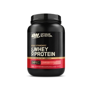 Optimum Nutrition Gold Standard 100% Whey Protein Powder - Strawberries & Cream - 22 Servings - 24oz - 1 of 4