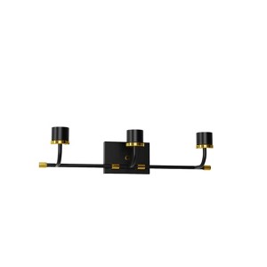 YANSUN 25.59 In. 3-Light Black and Gold Vanity Light 7 in. Rectangular Metal arms for Bathroom - 1 of 1