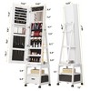 Swivel Jewelry Cabinet, Lockable Standing Jewelry Organizer With Full-Length Mirror, Rear Storage Shelves, Interior Mirror, Jewelry - 3 of 4