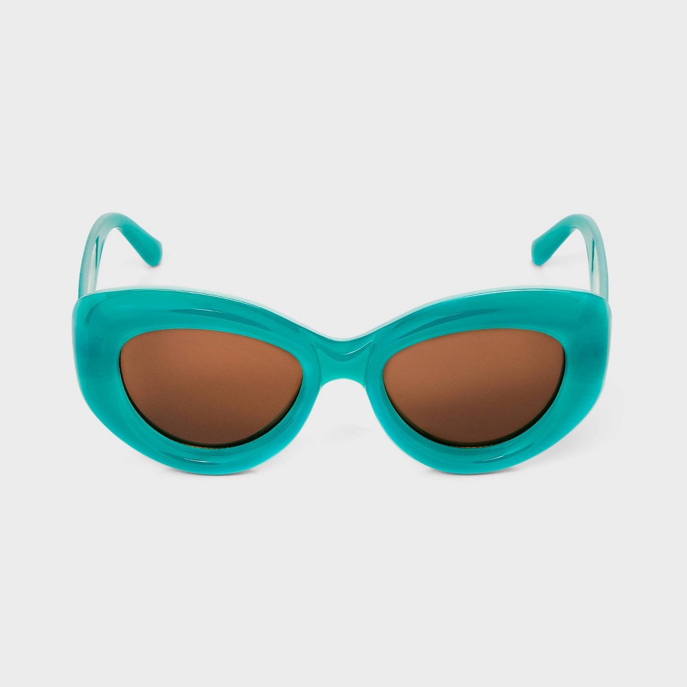 Women's Bubble Round Cateye Sunglasses - A New Day&trade; Green