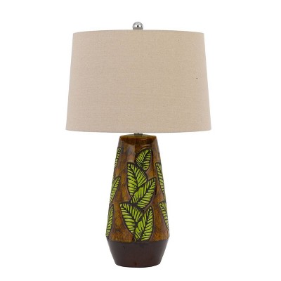 28.5" Hanson Ceramic Table Lamp Green Leaf Finish and Cocoa Brown - Cal Lighting