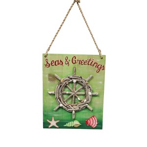 Beachcombers 13" Wood Ship's Wheel Holiday Wall Decor Decoration - 1 of 2