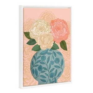 18"x24" Sylvie Beaded Flower Bouquet Vase Framed Canvas by Carey Copeland - Kate & Laurel All Things Decor: Wall Decor Art - 1 of 4