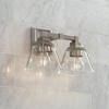 Regency Hill Mencino Modern Wall Light Satin Nickel Hardwire 12 3/4" 2-Light Fixture Clear Glass Shade for Bedroom Bathroom Vanity Living Room Hallway - 2 of 4