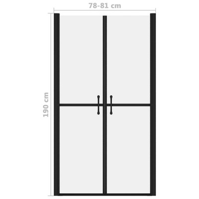 74.8" Black Aluminum and Frosted Glass Shower Door
