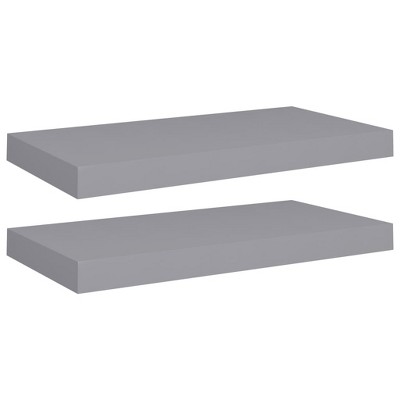 vidaXL Floating Wall Shelves 2 pcs Gray 19.7"x9.1"x1.5" MDF