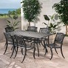 Christopher Knight Home Bonneville Outdoor Cast Aluminum 7 Piece Dining Set with Umbrella Hole, Antique Matte Black - 2 of 4