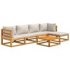vidaXL Patio Furniture Set Patio Lounge Set Sofa with Cushions Solid Wood - 2x Corner 2x Middle Footrest Table Light Gray - 3 of 4