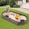 Costzon Kids Sandbox with Cover, HDPE Sand Pit with Built-in Seating & Liner, Outdoor Play for Backyard, Garden, Beach, Ages 3+ (Elliptical) - 2 of 4