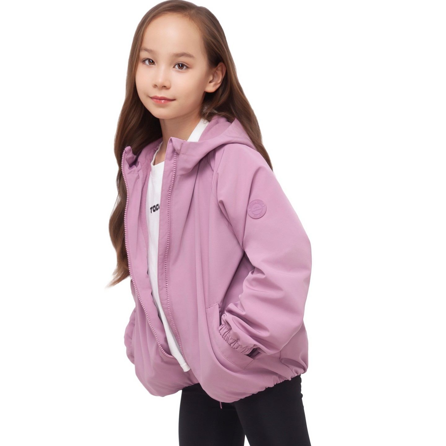 Куртка Rokka&Rolla Bubble Hem Transitional Jacket Fleece Lined Windbreaker-Pink для девочек, цвет: Розовый — фото 4
