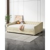 Twin/Full Size Upholstered Tufted Daybed with 2 Storage Drawers/Trundle and Button on Back and Piping on Waved Shape Arms, 4Q -ModernLuxe - 2 of 4