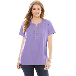 Woman Within Eyelet Henley Tee - 1 of 4