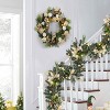 6 ft Pre-Lit Gold Christmas Garland, Battery Operated with 20 Lights, Ribbon, Ball Ornaments, Pine Cones & Star, for Mantel, Stairs, Table Decor - 3 of 4