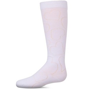Memoi Girls Stretch Cotton Multi Heart Design Knee Sock - 1 of 3