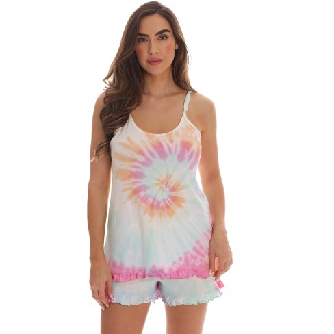 Just Love Tie Dye Pajama Short Set With Ruffle Detail