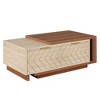HTUTWOO 42.13" Extendable Rectangle Coffee Table, Dual-Tone Walnut & Oak Cocktail Table with Sliding Tabletop, Multi-Functional Hidden Storage - 3 of 4