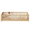 Dolonm Twin Size Kids Floor Platform Bed with Built-in Book Storage Rack, Guardrails, Sturdy Pine Wood Frame - 2 of 4