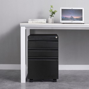 24.41"3 Drawer File Cabinet with Lock, Steel Mobile Filing Cabinet on Anti-tilt Wheels, Rolling Locking Office Cabinets,White - 1 of 4