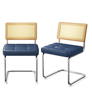 FURNIinspire Dining Chairs Set Of 2 Rattan Dining Chair, Dining Room Chairs, Mid Century Accent Chair Kitchen Chairs, Blue, 20.86"*16.92"*32.67" - 1 of 4
