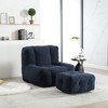 CAVINAS Fluffy Bean Bag Chair, Lazy Sofa Chair with Memory Foam and Ottoman, for Living Room, Bedroom, Apartment, Blue - 3 of 4