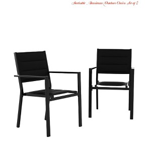 Garden Stackable Aluminum Outdoor Chairs Set of 2, Patio Dining Chairs w/ Armrests, Comfortable Metal Porch Furniture - 1 of 4