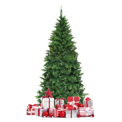 Tangkula 6ft Prelit Half Christmas Tree Artificial PVC Material Metal Stand w/ LED Lights