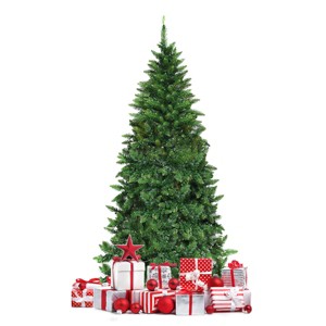 Tangkula 6ft Prelit Half Christmas Tree Artificial PVC Material Metal Stand w/ LED Lights - 1 of 4